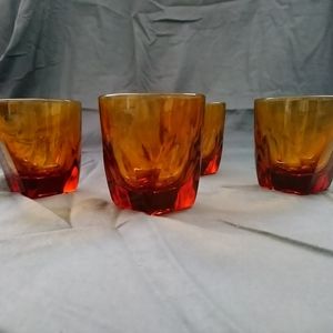 🛑Sold Vintage amber low ball glasses